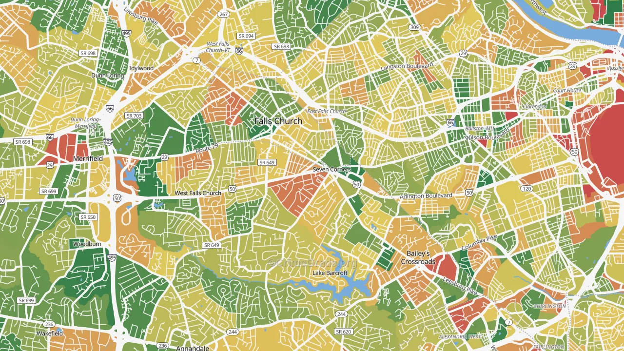 Falls Church, VA Map of Burglary Rates