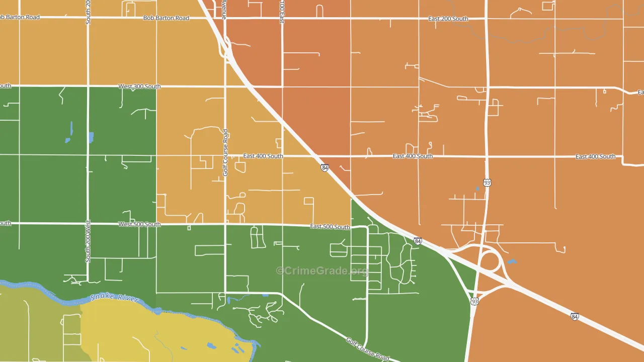 Falls City, ID Map of Burglary Rates