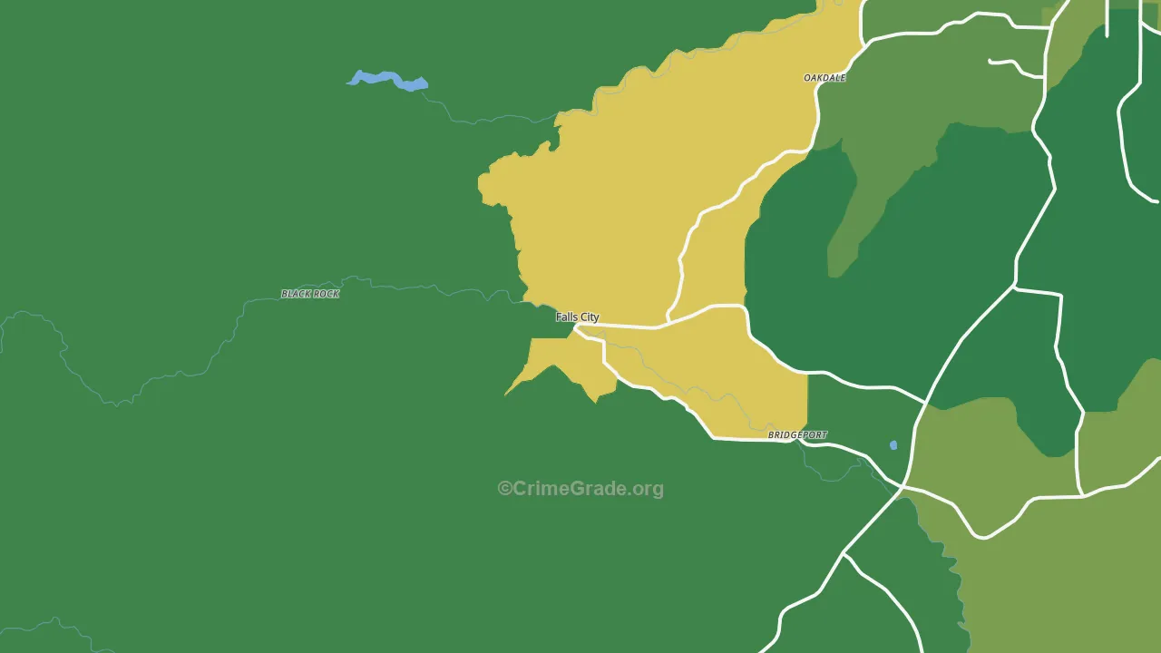 Falls City, OR Map of Burglary Rates