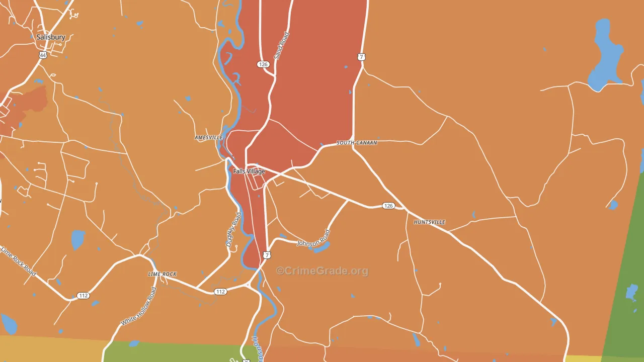Falls Village, CT Map of Burglary Rates