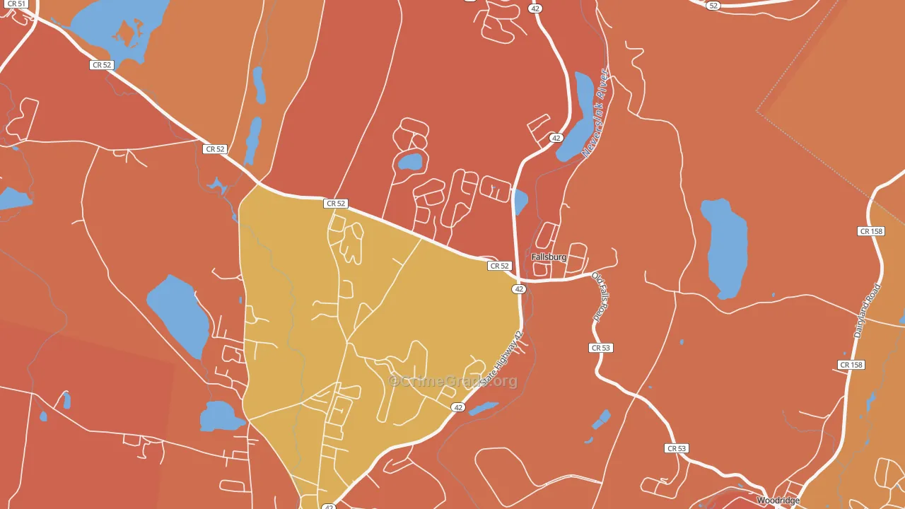 Fallsburg, NY Map of Burglary Rates