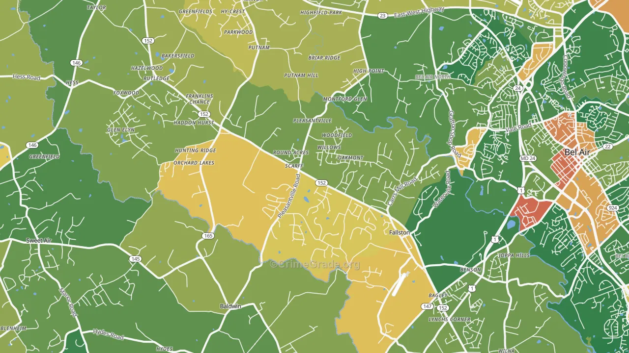 Fallston, MD Map of Burglary Rates