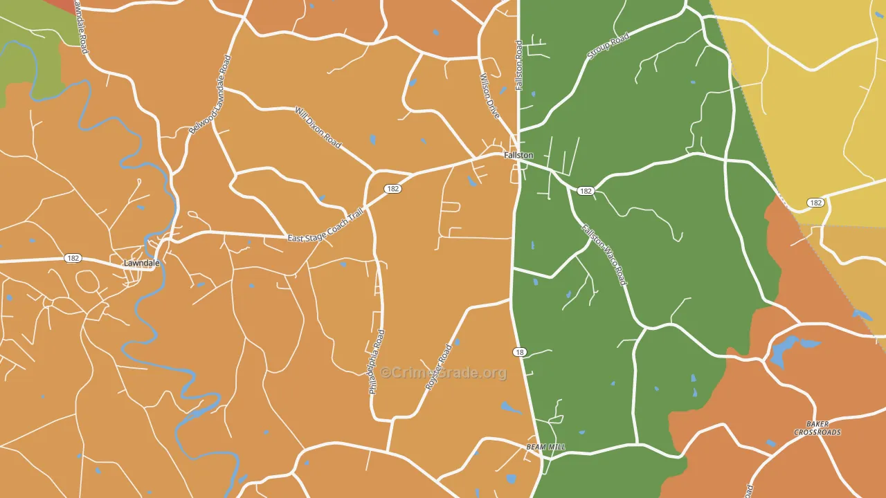 Fallston, NC Map of Burglary Rates