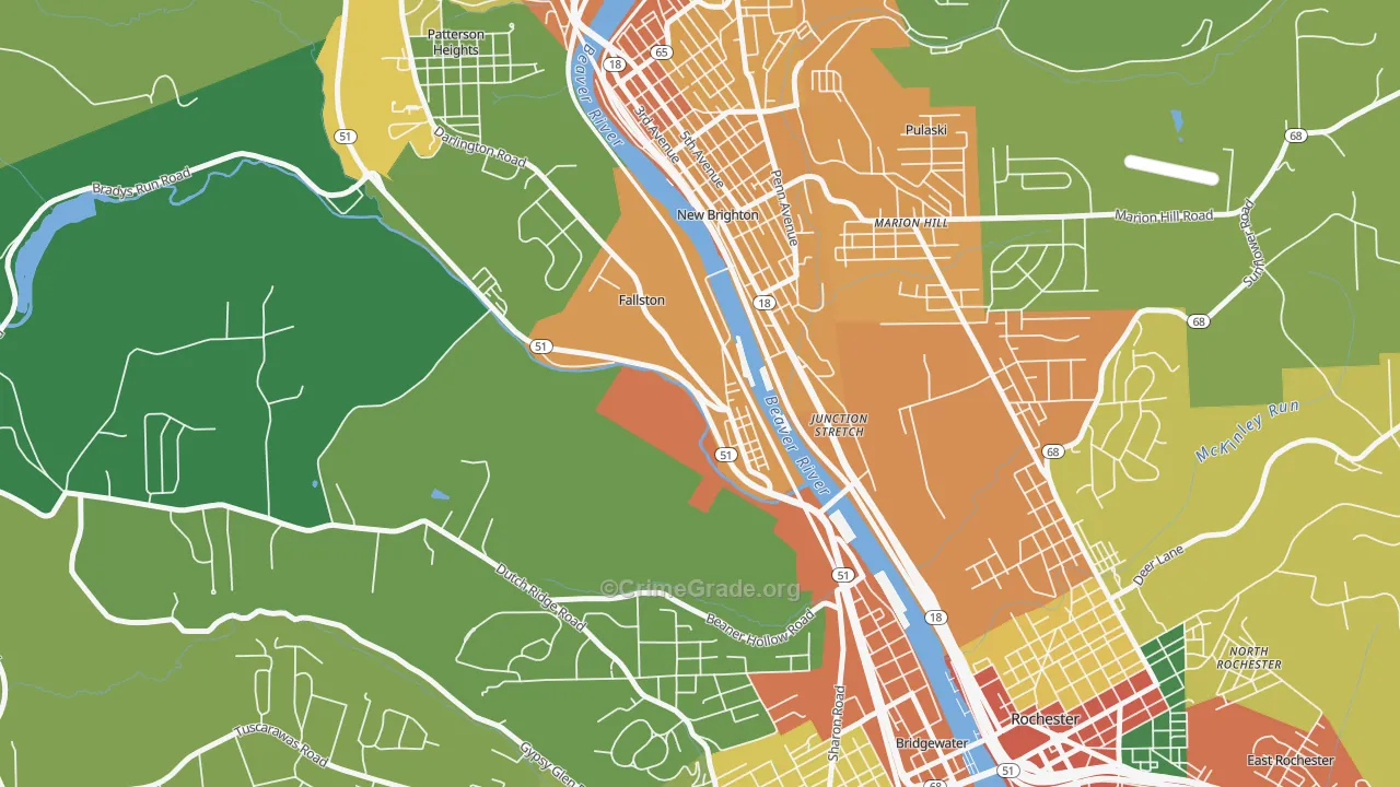 Fallston, PA Map of Burglary Rates