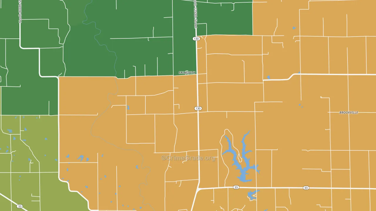 Falmouth, IL Map of Burglary Rates