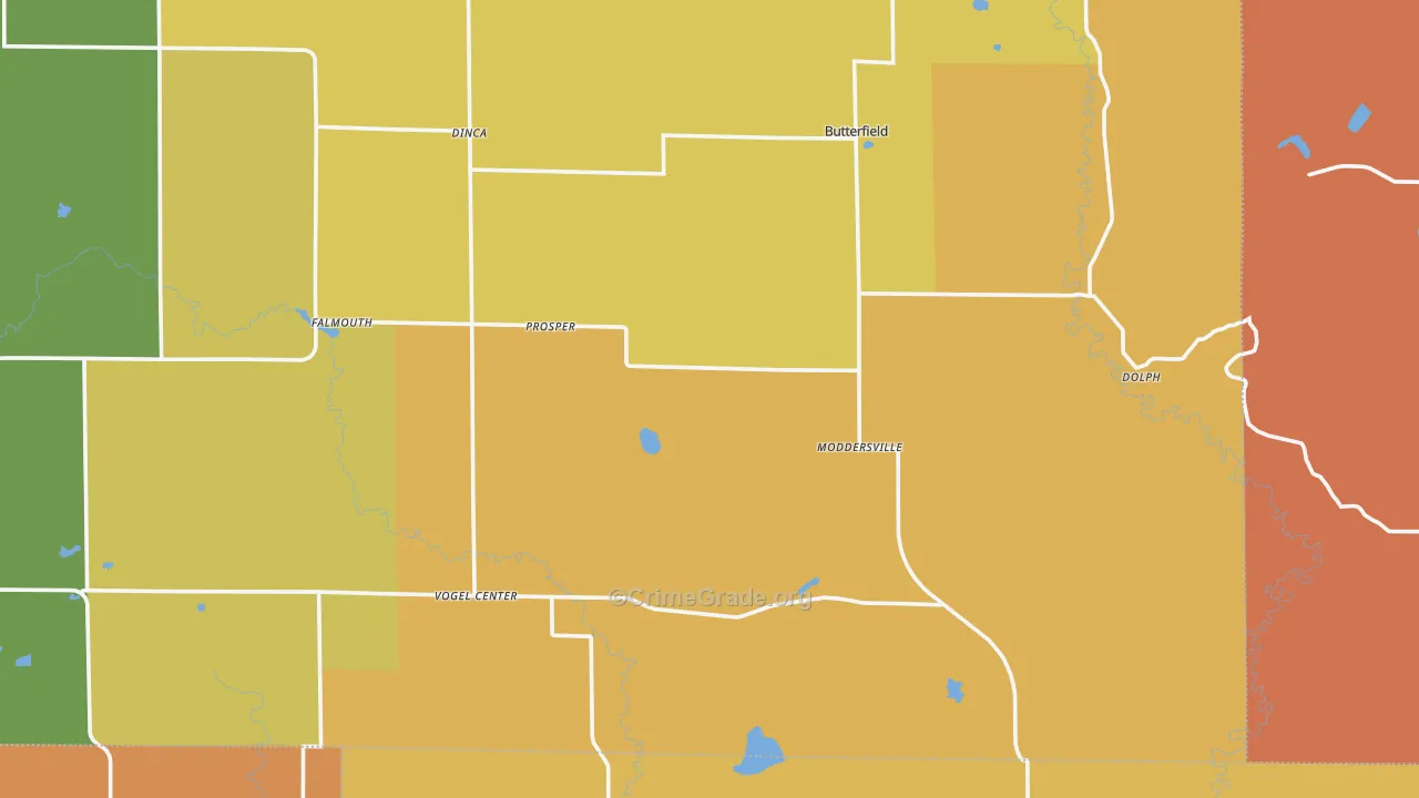 Falmouth, MI Map of Burglary Rates