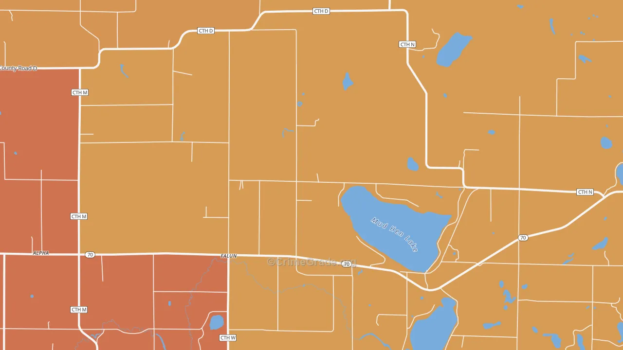 Falun, WI Map of Burglary Rates
