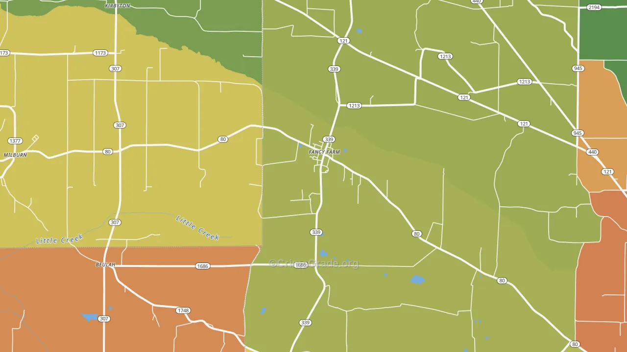 Fancy Farm, KY Map of Burglary Rates