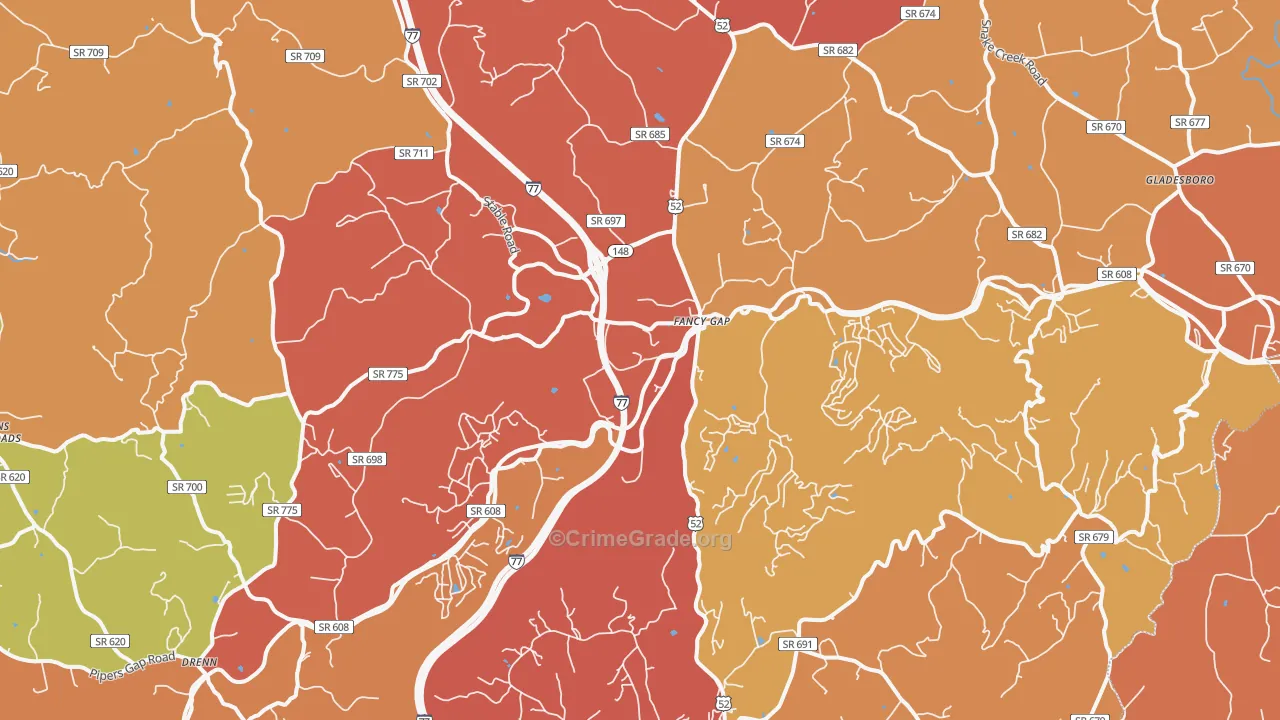 Fancy Gap, VA Map of Burglary Rates