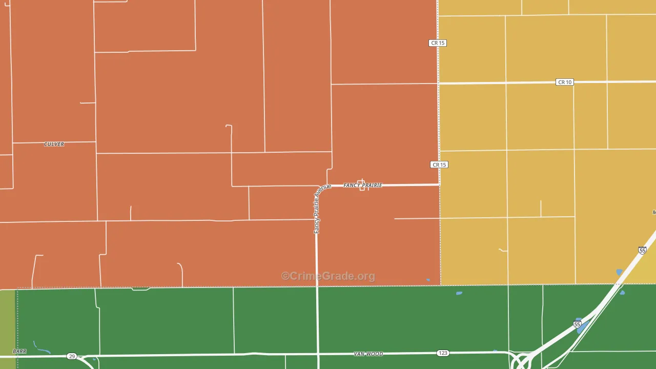 Fancy Prairie, IL Map of Burglary Rates