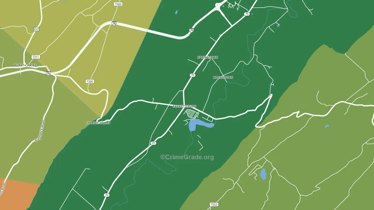 Fannettsburg, PA Map of Burglary Rates