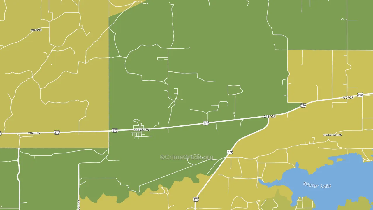 Fanshawe, OK Map of Burglary Rates
