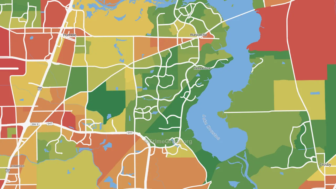 Far Northeast-Houston, Houston, TX Map of Burglary Rates
