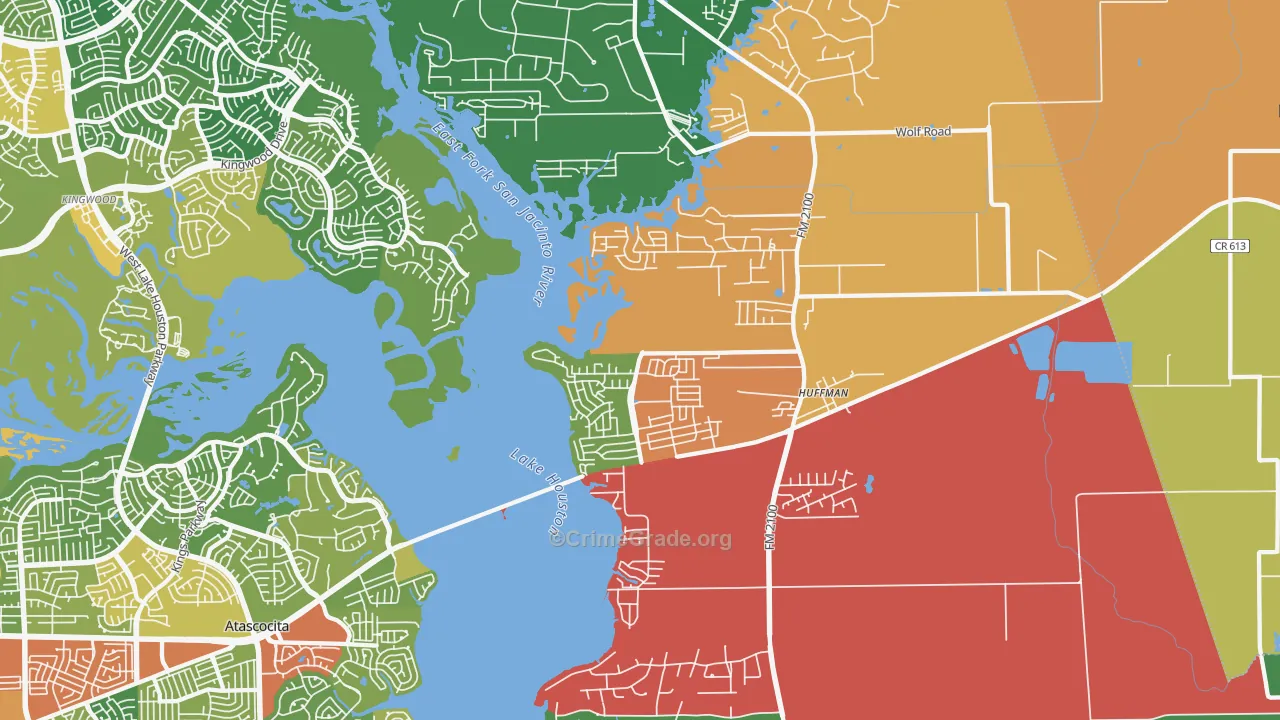 Far Northeast-Huffman, Huffman, TX Map of Burglary Rates