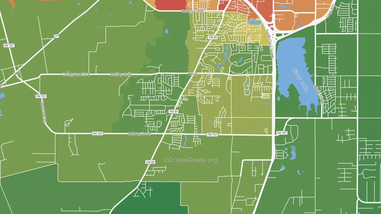 Far Southside, Abilene, TX Map of Burglary Rates