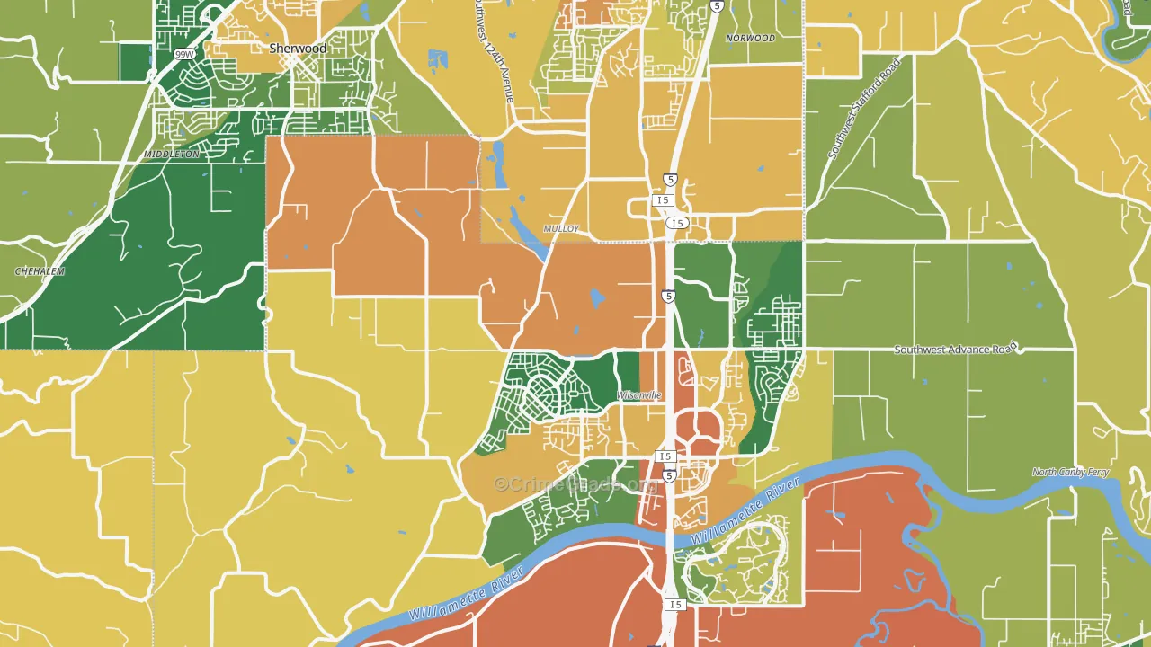 Far West, Wilsonville, OR Map of Burglary Rates