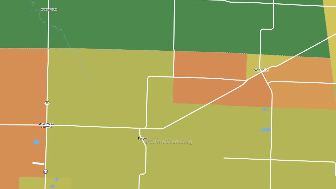 Farber, MO Map of Burglary Rates