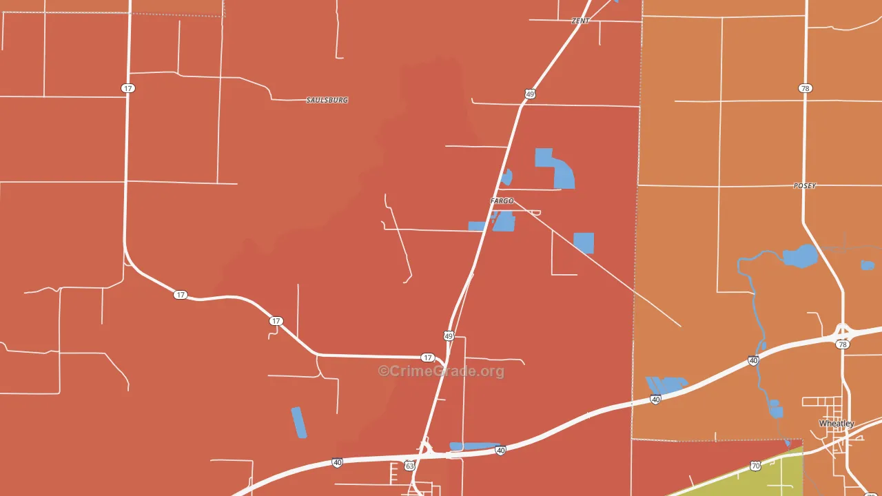 Fargo, AR Map of Burglary Rates