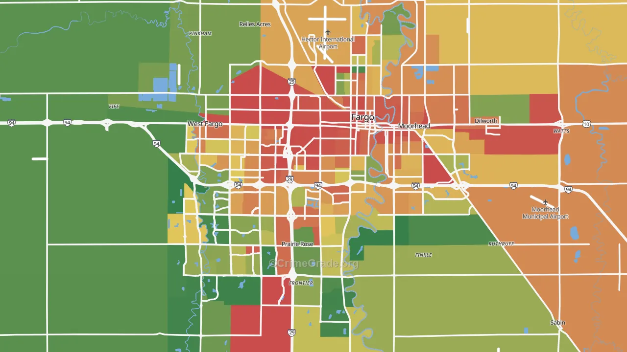 Fargo, ND Map of Burglary Rates