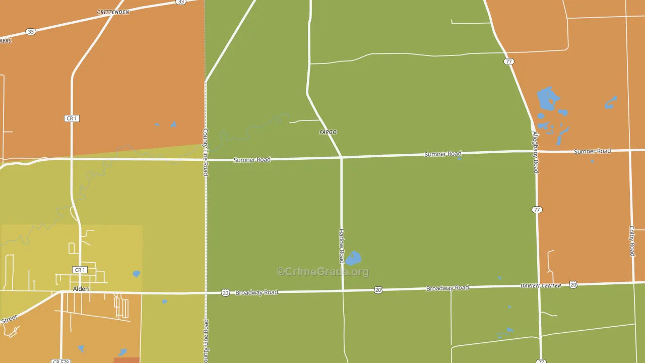Fargo, NY Map of Burglary Rates