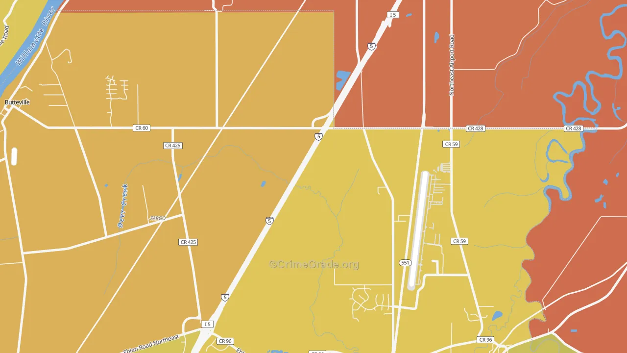 Fargo, OR Map of Burglary Rates