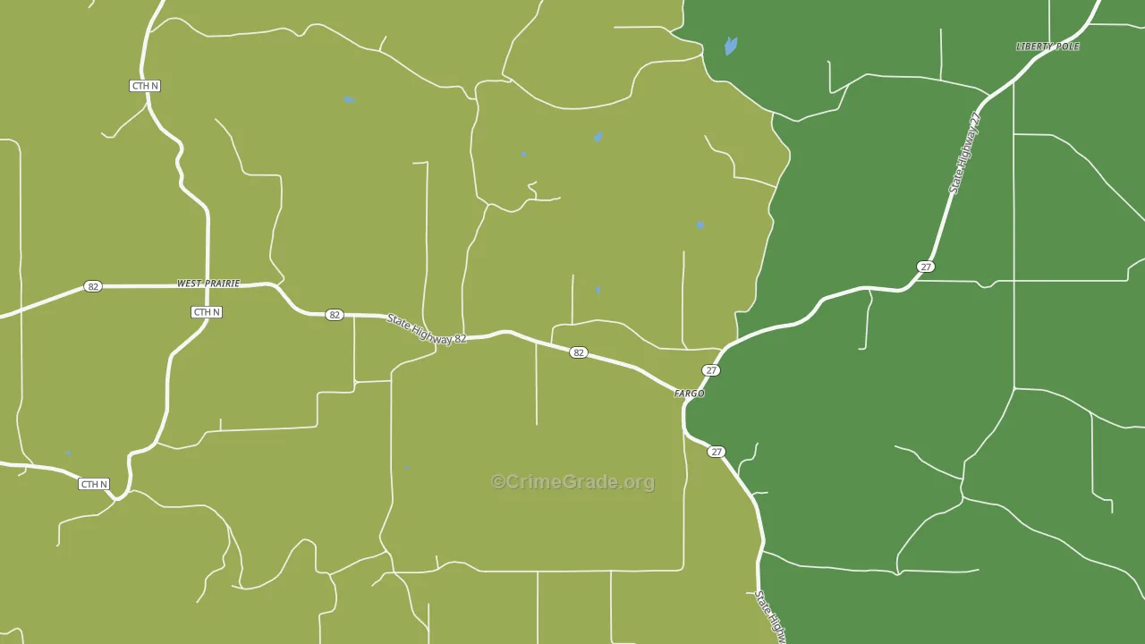 Fargo, WI Map of Burglary Rates