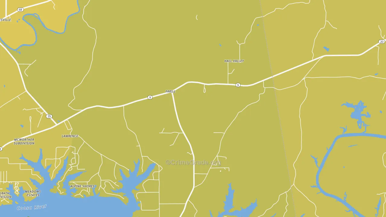 Farill, AL Map of Burglary Rates