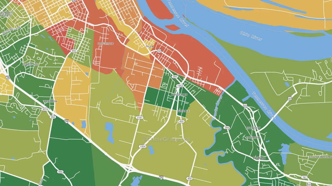 Farley, KY Map of Burglary Rates