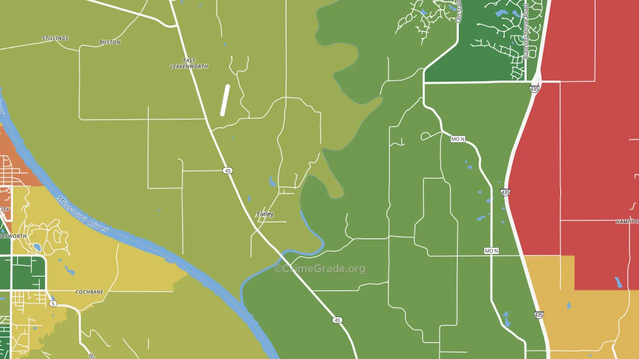 Farley, MO Map of Burglary Rates