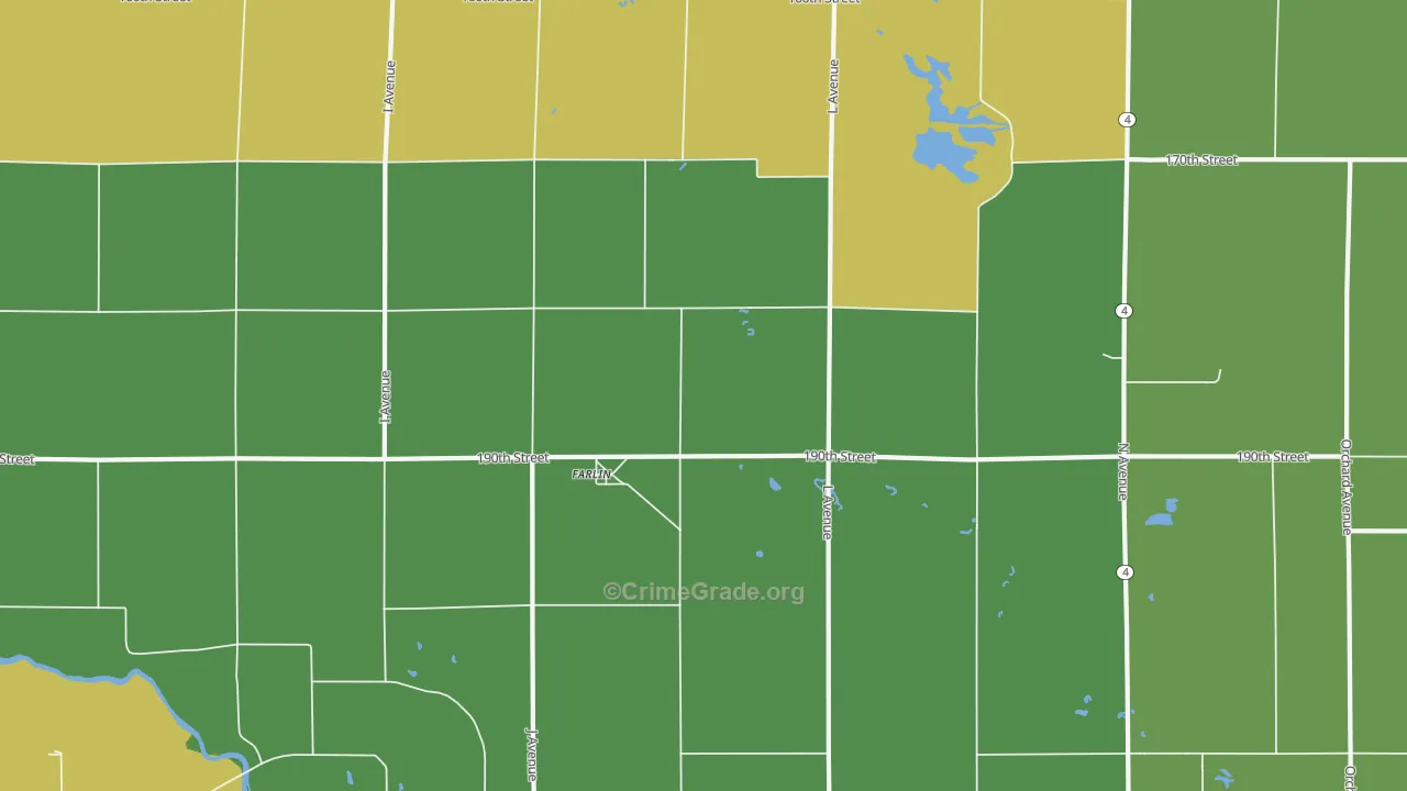 Farlin, IA Map of Burglary Rates