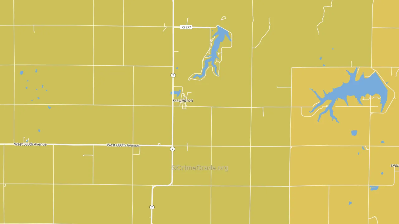 Farlington, KS Map of Burglary Rates