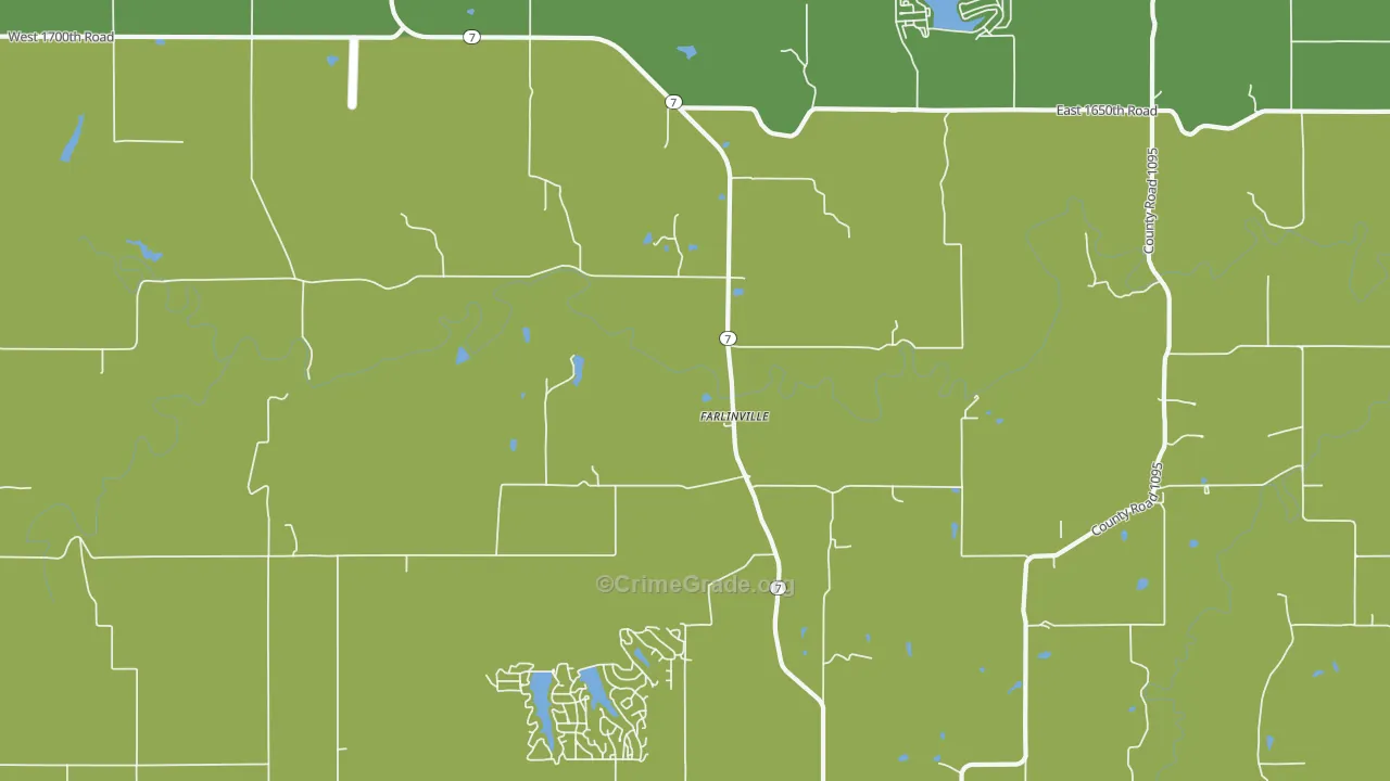 Farlinville, KS Map of Burglary Rates