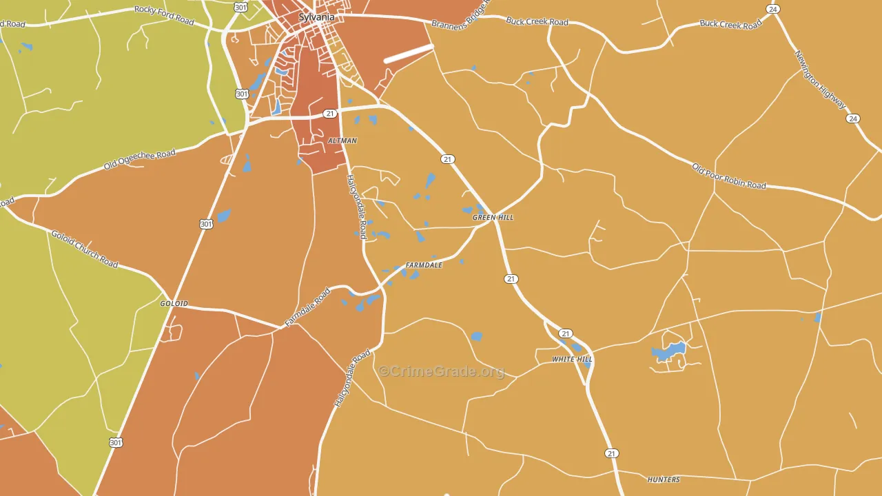 Farmdale, GA Map of Burglary Rates
