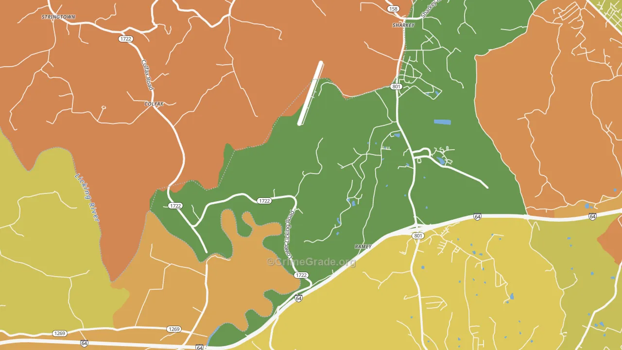 Farmers, KY Map of Burglary Rates