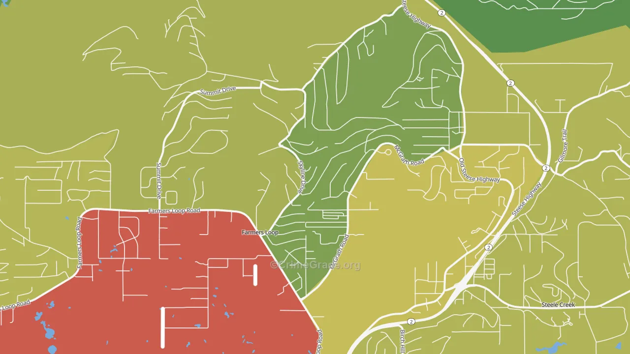 Farmers Loop, AK Map of Burglary Rates
