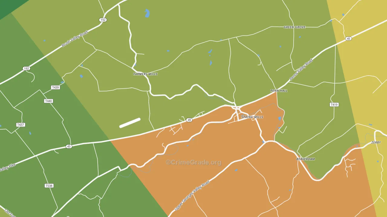 Farmers Mills, PA Map of Burglary Rates