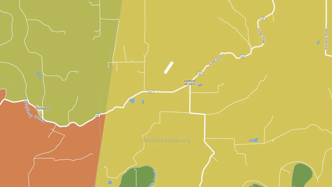 Farmers Retreat, IN Map of Burglary Rates