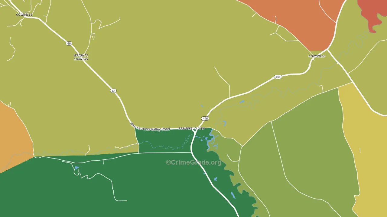 Farmers Valley, PA Map of Burglary Rates
