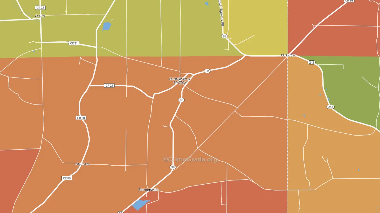 Farmersville Station, NY Map of Burglary Rates
