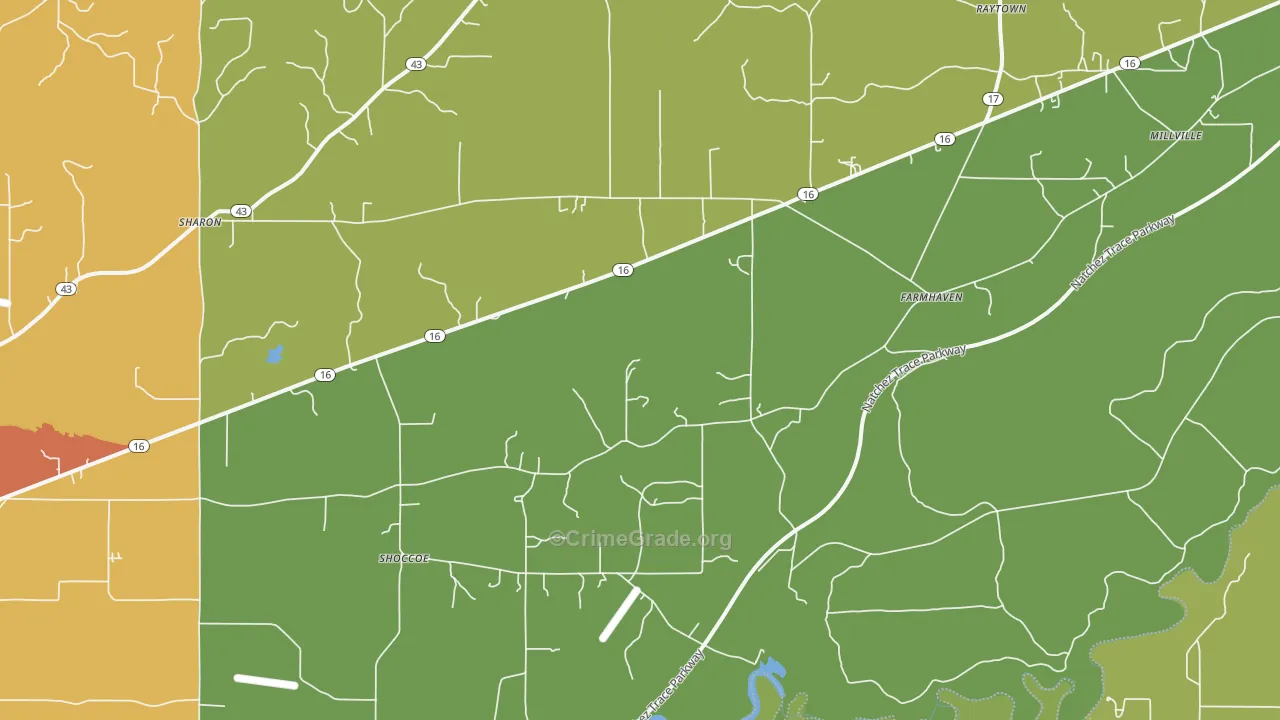 Farmhaven, MS Map of Burglary Rates