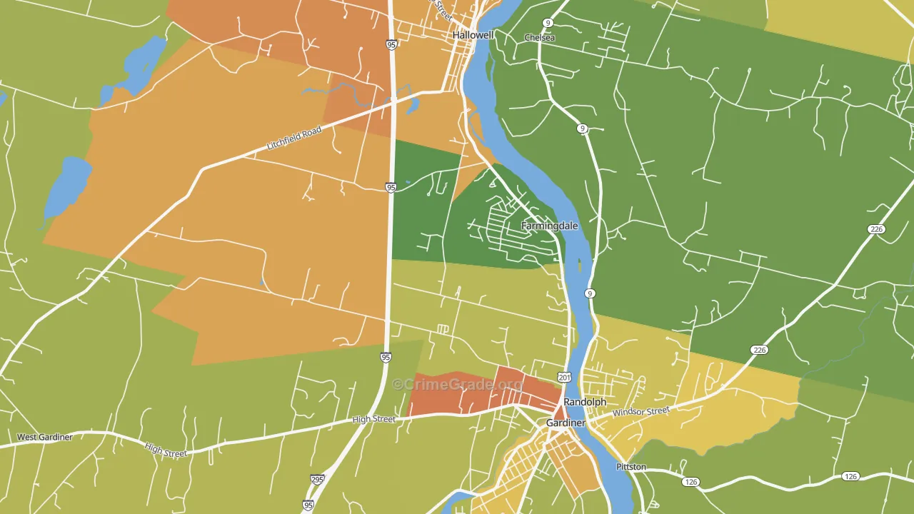 Farmingdale, ME Map of Burglary Rates