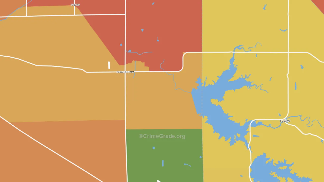 Farmington, CA Map of Burglary Rates