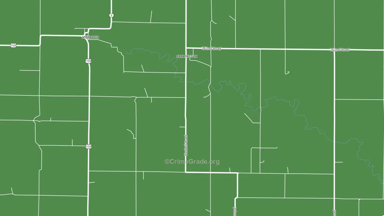 Farmington, KS Map of Burglary Rates