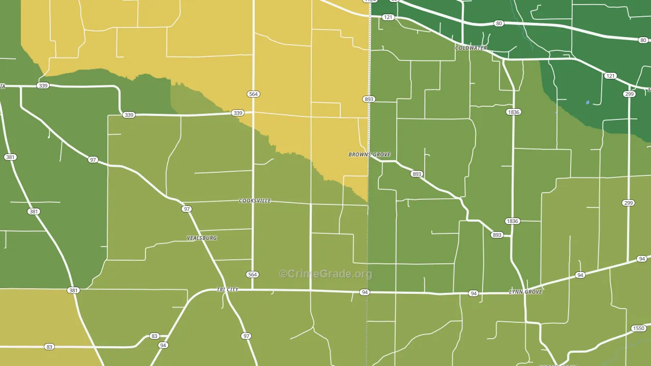 Farmington, KY Map of Burglary Rates
