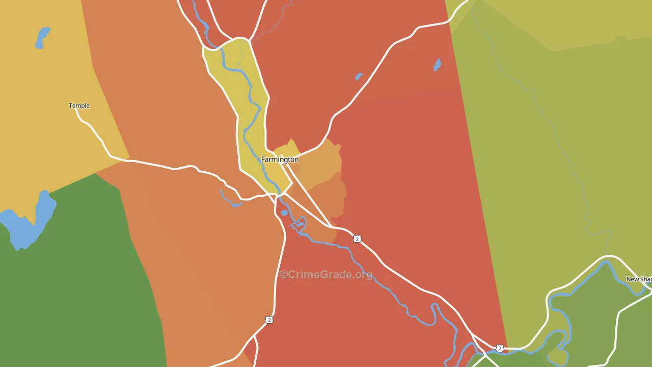 Farmington, ME Map of Burglary Rates