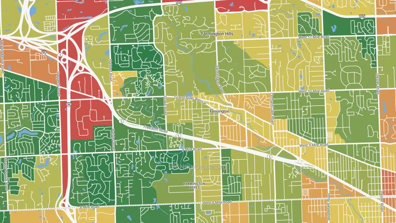 Farmington, MI Map of Burglary Rates
