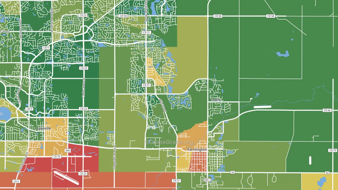 Farmington, MN Map of Burglary Rates