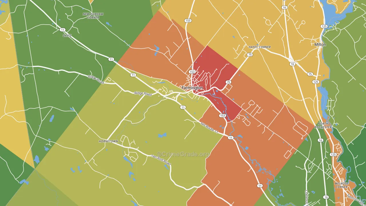Farmington, NH Map of Burglary Rates
