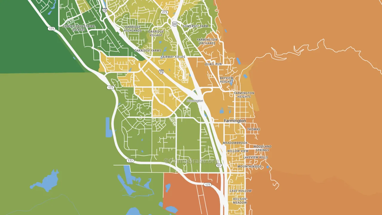 Farmington, UT Map of Burglary Rates