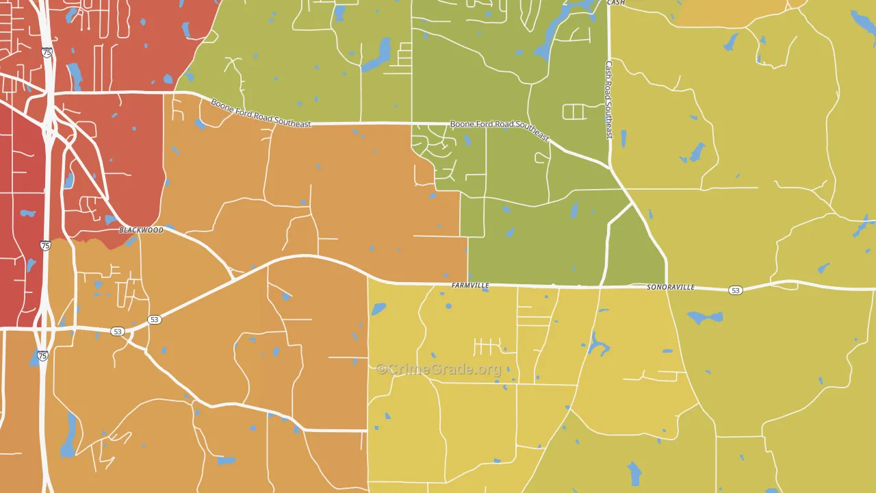 Farmville, GA Map of Burglary Rates